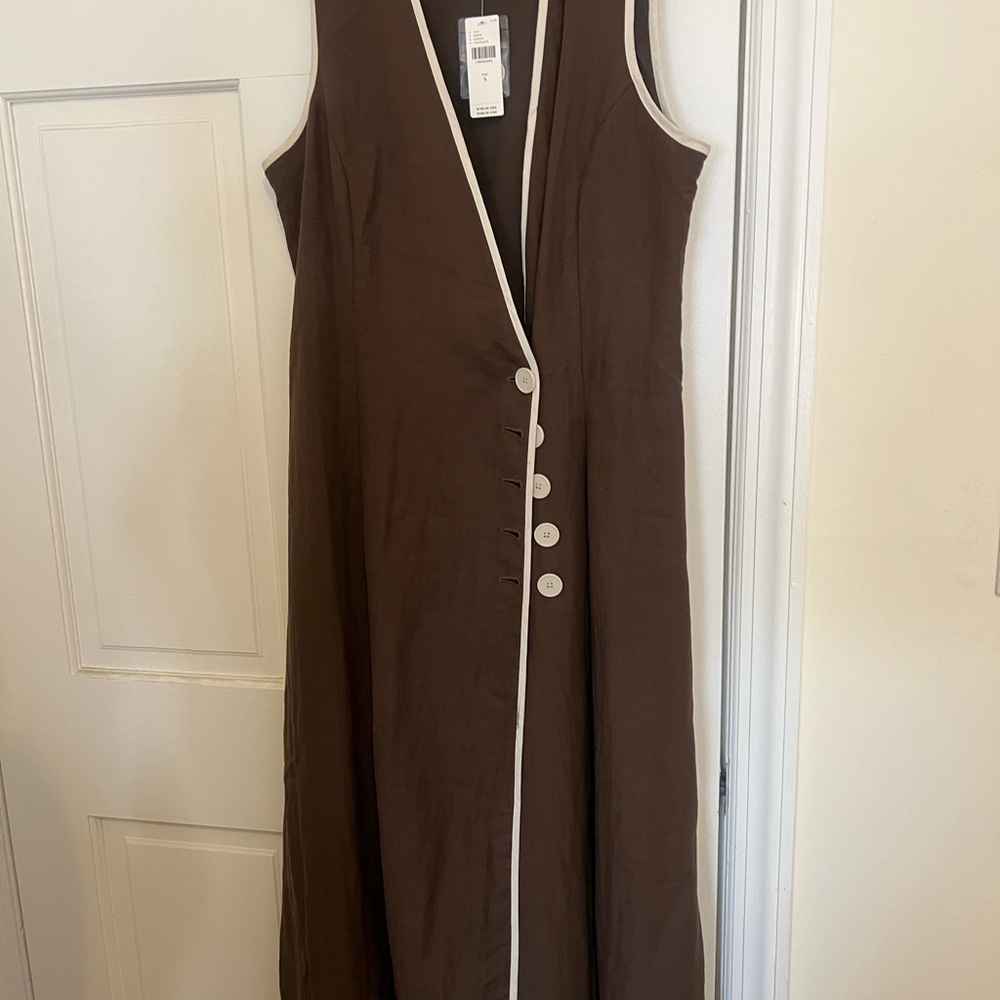 Anthropologie MARE MARE SLEEVELESS WRAP MIDI DRESS in hot fudge